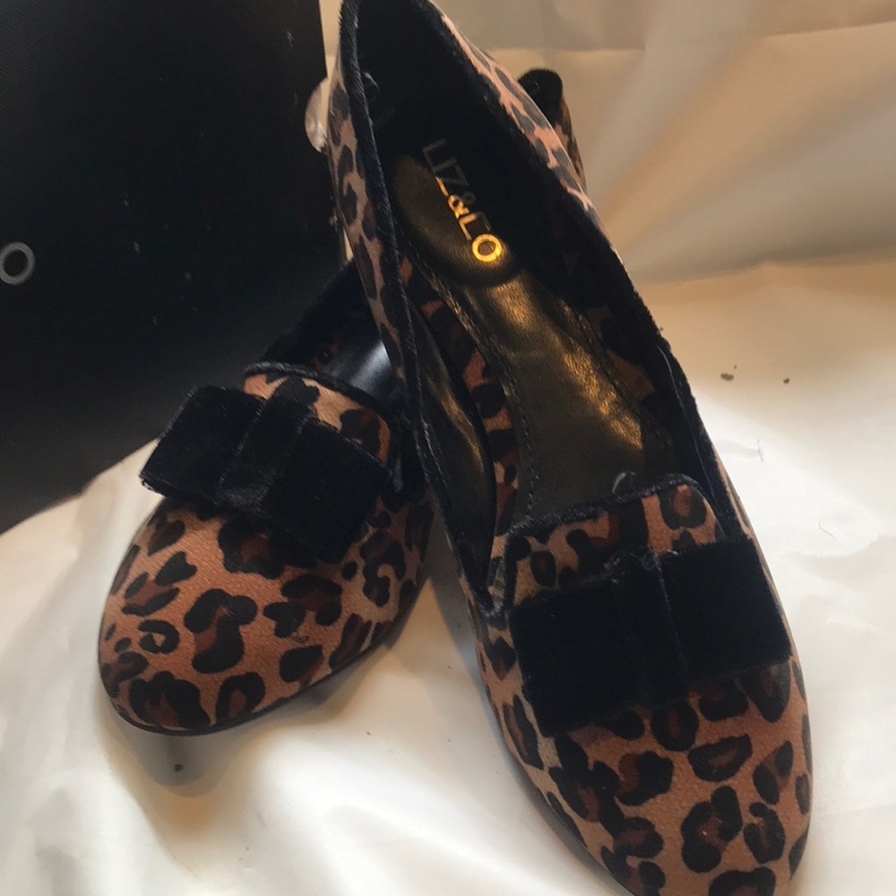 VIA SPIGA Leopard Print Velvet Bow Flats - Brown/Black